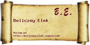 Beliczey Elek névjegykártya